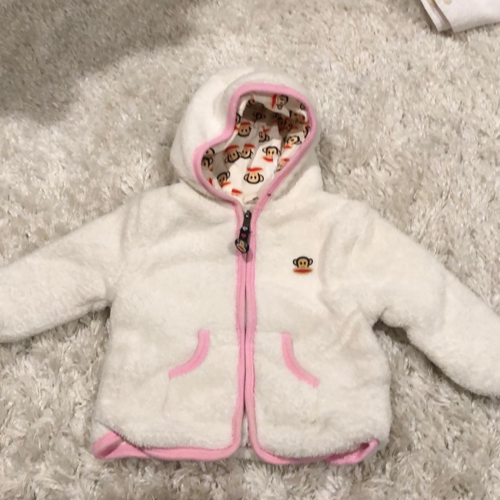 Small Paul plush hoodie 18M White (kt3)